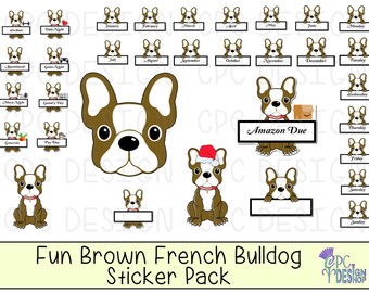 Fun Brown French Bulldog Sticker Pack (iPad & Android)
