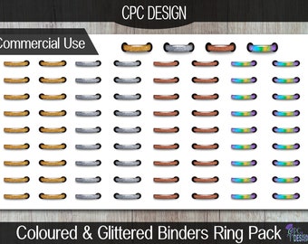 Coloured & Glittered Binders Ring Pack  for GoodNotes: Transparent png's. (Commercial use allowed)