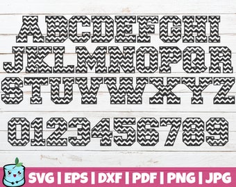 Chevron Alphabet and Numbers SVG Cut File | commercial use | instant download | vector | chevron font | digital
