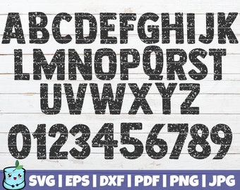 Distressed Font SVG Cut File | commercial use | instant download | printable vector clip art | grunge letters | distressed numbers bundle