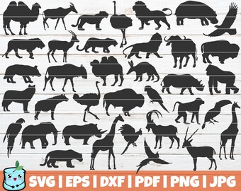 Africa Australia Lion Elephant Horse Animal Silhouette Vector Clipart PNG EPS SVG Digital Files Scrapbook Supplies Clip Art Instant Download