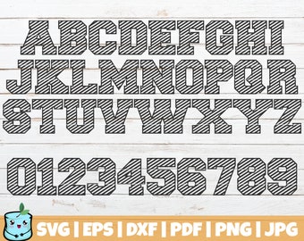 Stripe Alphabet and Numbers SVG Cut File | commercial use | instant download | stripe font | SVG Font | vector digital download