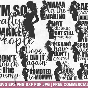 Pacote SVG de gravidez, arquivo de corte SVG de gravidez e maternidade para Cricut Silhouette, PNG de bebê para impressão em camisetas, canecas e artesanato