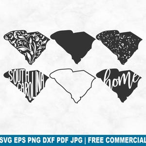 South Carolina State SVG Cut File, South Carolina Outline Distressed Home SVG for Cricut Silhouette, Printable PNG for Shirts Mugs Crafts