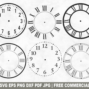 Clock Faces SVG Bundle, Template Stencil SVG Cut File for Cricut Silhouette, Clock Numerals Printable PNG for Home Diy Crafts Wall Decor