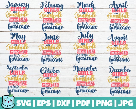 12 Birthday Months Svg Bundle Commercial Use Vector January Etsy India