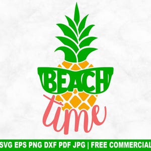 Arquivo de corte SVG de Beach Time, Silhueta de garota de praia com abacaxi no verão SVG para Cricut, PNG de abacaxi para impressão em camisetas, canecas e artesanato