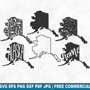Alaska State SVG Cut File, Alaska Outline Distressed Home SVG for Cricut Silhouette,  American Printable PNG for Shirts Mugs Crafts