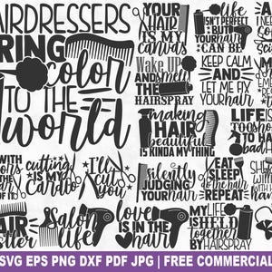 Pacchetto SVG di parrucchiere, file di taglio SVG di parrucchiere divertente per Cricut Silhouette, PNG stampabile di parrucchiere per magliette, tazze e lavori artigianali