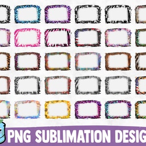 Bleached Sublimation Frames Bundle | Distressed Frames PNG Print | Transparent Background | Sublimation PNG