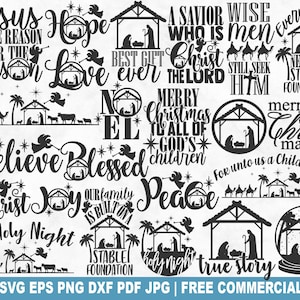 Nativity SVG Bundle, Nativity Christmas Christian SVG Cut File for Cricut Silhouette, Baby Jesus Printable PNG for Shirts Mugs Crafts