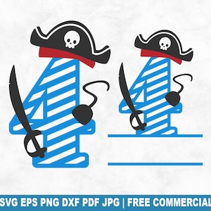 Pirat Geburtstag Nr. 4 SVG Schnittdatei, 4 Jahre alter Geburtstag SVG für Cricut Silhouette, Pirat Monogramm druckbare PNG für Shirts Tassen Kunsthandwerk