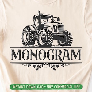 Tractor Monogram PNG SVG Cut File, Farmhouse Country Farmer Svg for Cricut Silhouette, Tractor Frame Printable Png for Shirts Mugs Crafts