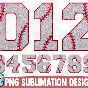 Brokatowe numery sublimacyjne do baseballu | 26 numerów baseballowych | Przezroczyste tło | Sublimacja PNG