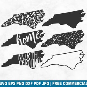 North Carolina State SVG Cut File, North Carolina Outline Distressed Home SVG for Cricut Silhouette, Printable PNG for Shirts Mugs Crafts