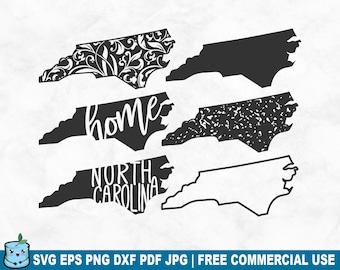 North Carolina State SVG Cut File, North Carolina Outline Distressed Home SVG for Cricut Silhouette, Printable PNG for Shirts Mugs Crafts