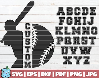 Béisbol / Softball Custom Frame SVG Cut File / Sport Alphabet Incluido / uso comercial / descarga instantánea / vector imprimible / Monogram SVG