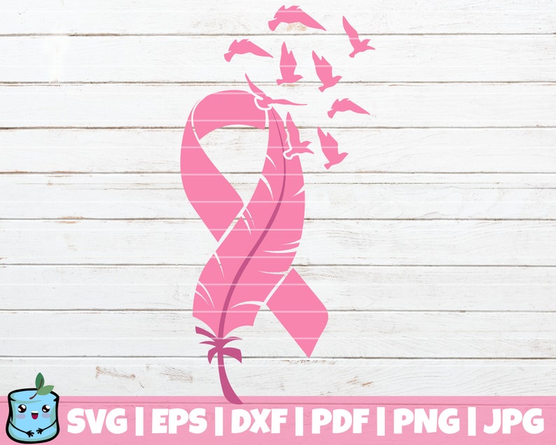 Download Feather Pink Ribbon SVG Cut File commercial use instant | Etsy