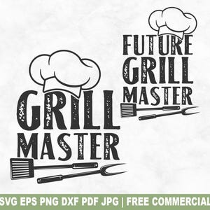 Archivo SVG de corte "Maestro de la parrilla/Futuro", SVG de niño y papá a juego para Cricut Silhouette, PNG imprimible del Día del Padre para camisetas, tazas y manualidades