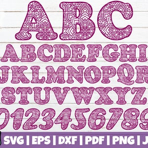 Mandala lettres et chiffres SVG | usage commercial | téléchargement immédiat | clipart vectoriel imprimable | Police Mandala | Alphabet SVG