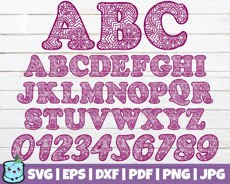 Download Mandala Letters and Numbers SVG Cut Files commercial use ...