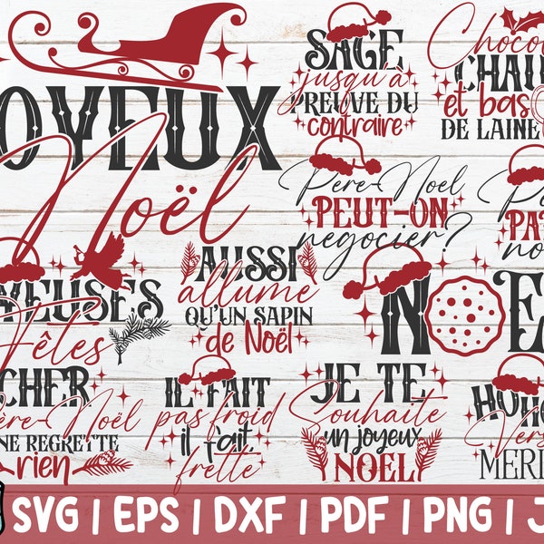 French Christmas SVG Bundle | Holiday SVG Cut File | commercial use | instant download | Noel SVG | Joyeuses Fetes | Merry Christmas