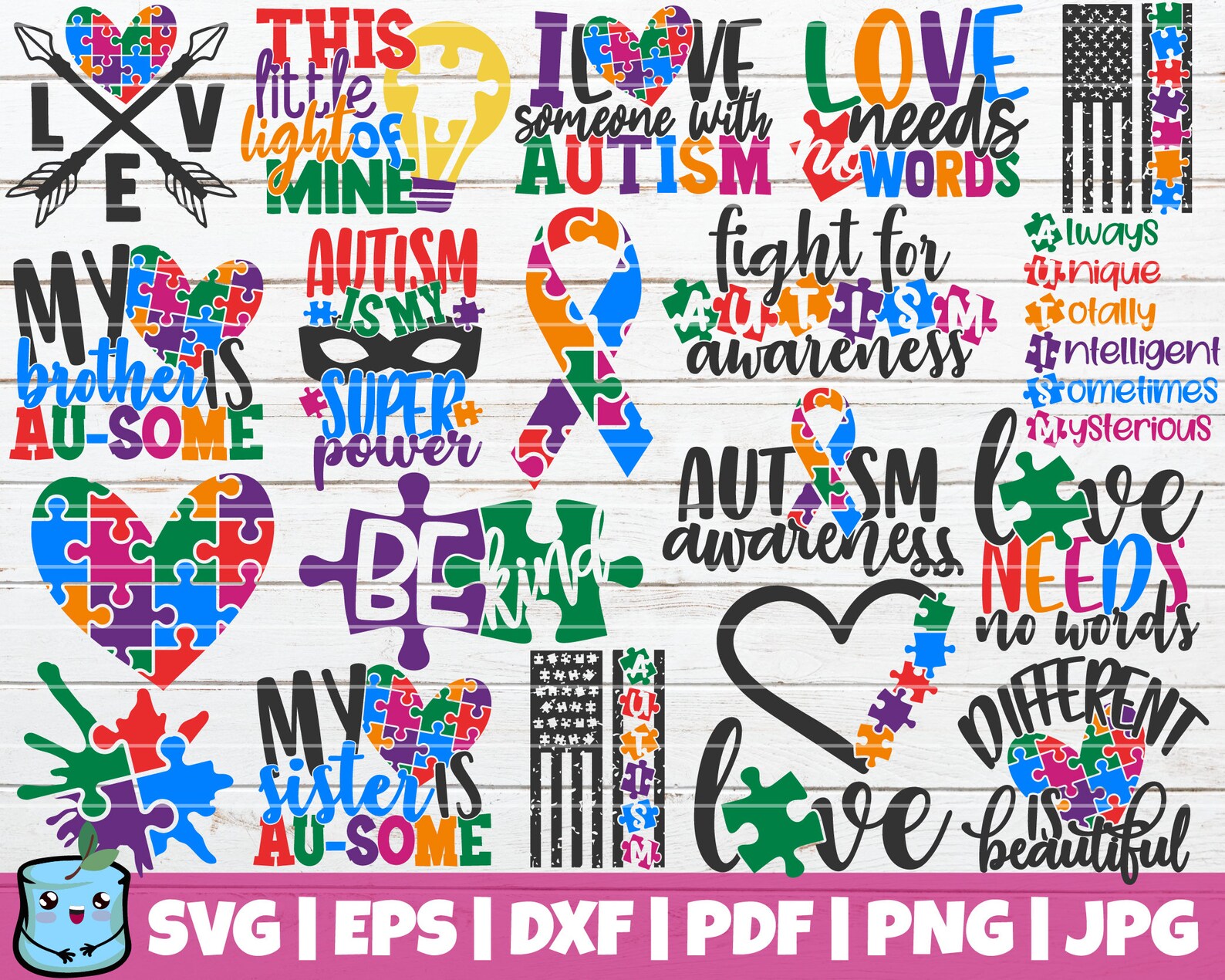 Download Autism SVG Bundle SVG Cut Files commercial use instant | Etsy