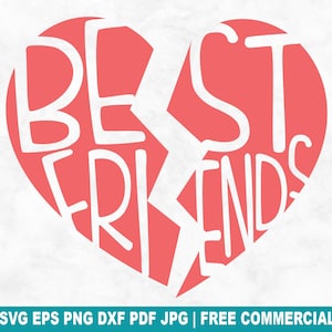Beste vrienden gesneden SVG-bestand, beste vrienden Bff SVG voor Cricut Silhouette, bijpassende ontwerpen vriendschap afdrukbare PNG voor shirts mokken ambachten