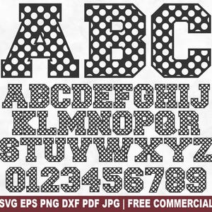 Polka Dot Alphabet und Zahlen SVG Cut File, gepunktete Buchstaben für Cricut Silhouette, Dot Pattern Font Printable PNG für Shirts Tassen Kunsthandwerk