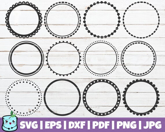 Download 12 Round Dotted Monogram Frames SVG Cut Files commercial ...