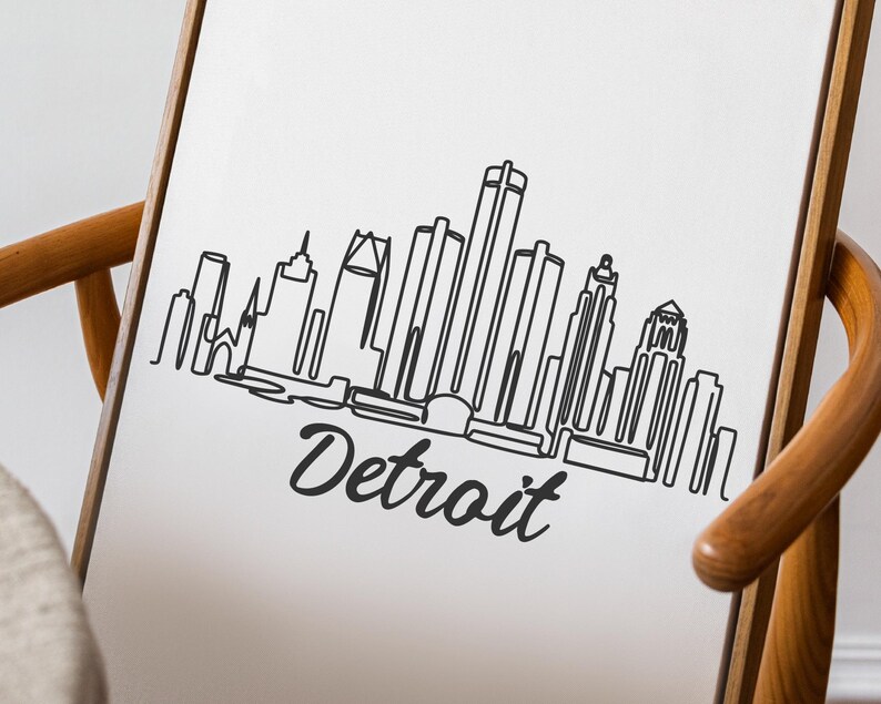 Detroit Cursive Detroit Michigan PNG SVG Cut File, the D Minimalist Line Art Vector ...