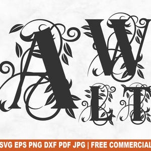 Archivo SVG de corte con alfabeto de hojas en espiral, letras de otoño para silueta de Cricut, fuente vintage de granja imprimible PNG para camisetas, tazas y manualidades.