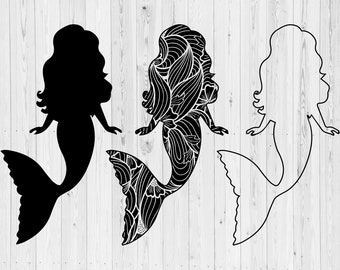 Download Mermaid outline | Etsy