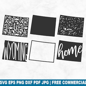 Wyoming State gesneden SVG-bestand, Wyoming Outline Distressed Home SVG voor Cricut Silhouette, Amerikaanse afdrukbare PNG voor shirts mokken ambachten