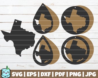 Texas Earrings SVG Cut Files | commercial use | instant download | laser cut template | leather earring jewelry | vector Texas earrings