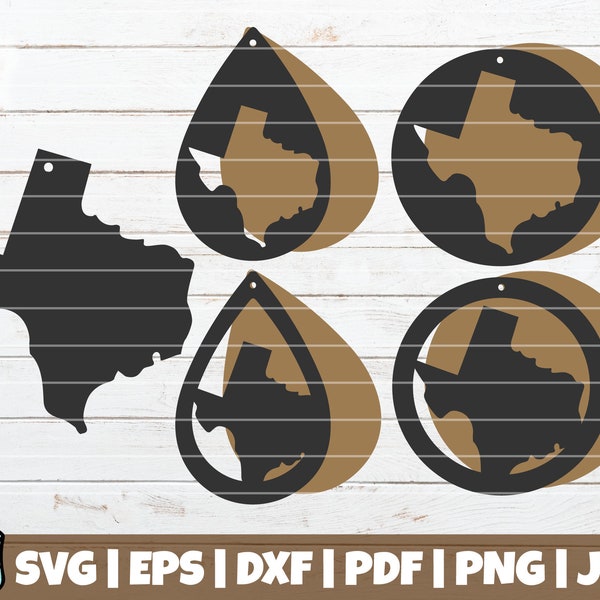 Texas Earrings SVG Cut Files | commercial use | instant download | laser cut template | leather earring jewelry | vector Texas earrings