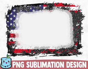 Bleached Glitter USA Flag Frame | America Print | Transparent Background | Sublimation PNG | Backsplash