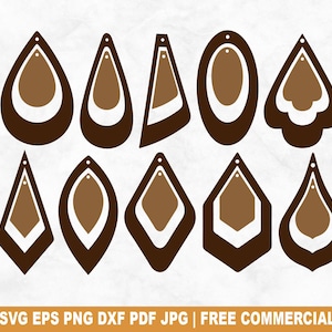 Hanging Two Parts Earrings SVG Cut File Templates, Pendant DIY Jewellery Designs for Cricut Silhouette, Laser Cut for Wood Vinyl Leather