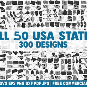 American States SVG Bundle, USA Outline Distressed Home Cut File for Cricut Silhouette, 4th Of July Printable PNG for Shirts Mugs Crafts