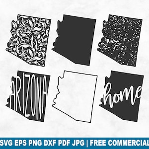 Arizona State SVG Cut File, Arizona Outline Distressed Home SVG for Cricut Silhouette,  American Printable PNG for Shirts Mugs Crafts