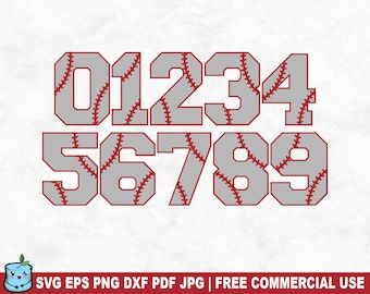 Baseball Softball Numbers SVG Cut File, Custom Baseball Numbers SVG for Cricut Silhouette, Sport Printable PNG for Shirts Mugs Crafts Vinyl