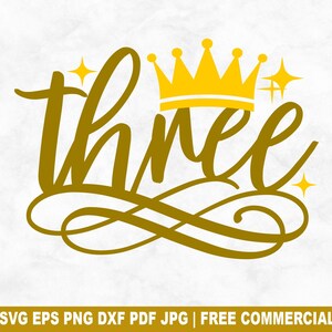 Prinzessin Nr. 3 SVG Schnittdatei, 3 Jahre alt Geburtstagskind SVG für Cricut Silhouette, Geburtstagskönigin druckbare PNG für Shirts Tassen Kunsthandwerk