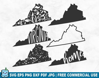 Virginia State SVG-Schnittdatei, Virginia Umriss Distressed Home SVG für Cricut Silhouette, amerikanisches druckbares PNG für Hemden, Tassen, Handwerk