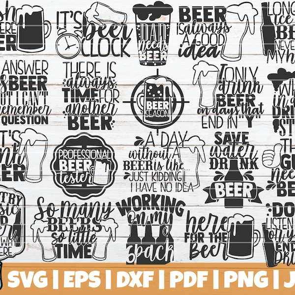 Beer Lover SVG Bundle | Funny Drinking SVG Cut Files | Commercial use | Instant download | printable vector clip art | Dad Beer Shirt Prints