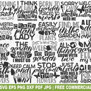 Gardening SVG Bundle, Gardening Gardener SVG Cut File for Cricut Silhouette, Flowers Plants Printable PNG for Shirts Mugs Crafts