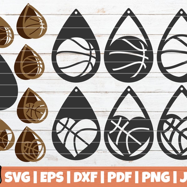 Basketball Earrings SVG Cut Files | Sport Earrings | commercial use | instant download | leather jewelry | vector | handmade | silhouette