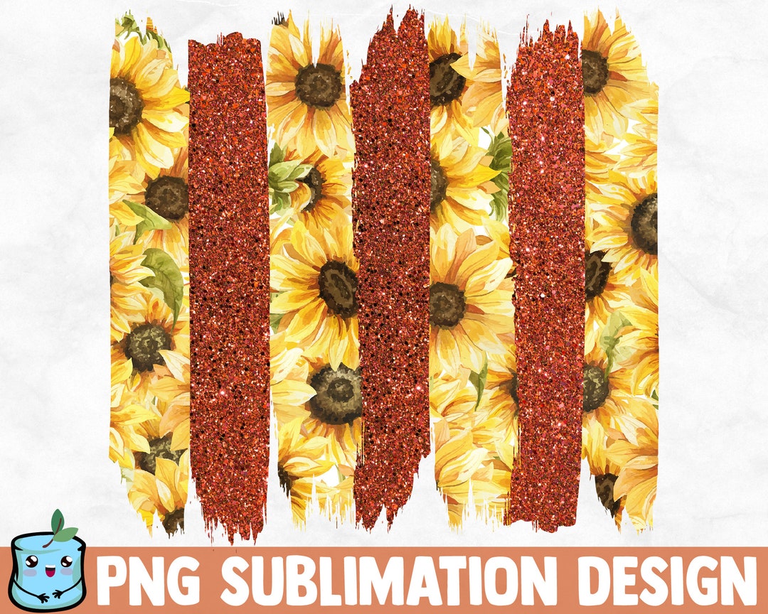 Glitter Sunflower Brush Strokes Sunflower Sublimation Design