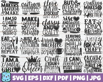 Love Crafting SVG Bundle | Crafty Girl SVG Cut Files | commercial use | instant download | printable vector clip art | Craft Room Decoration