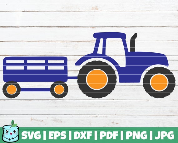 Download Tractor With Wagon Svg Cut File Instant Download Vector Etsy