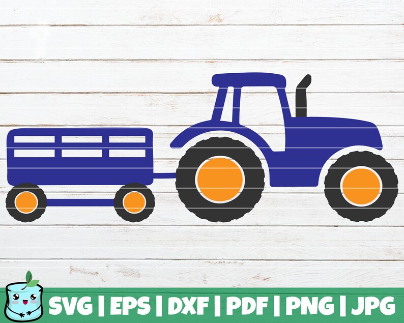 Download Clip Art Instant Download Silhouette Design Tractor With Wagon Svg Cut File Vector Clip Art Layered Svg Art Collectibles